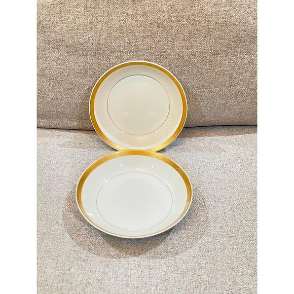 Set of 2 Mikasa Ivory China Colony Gold 5.5 Inch Round Fruit Bowls - Picture 2 of 9